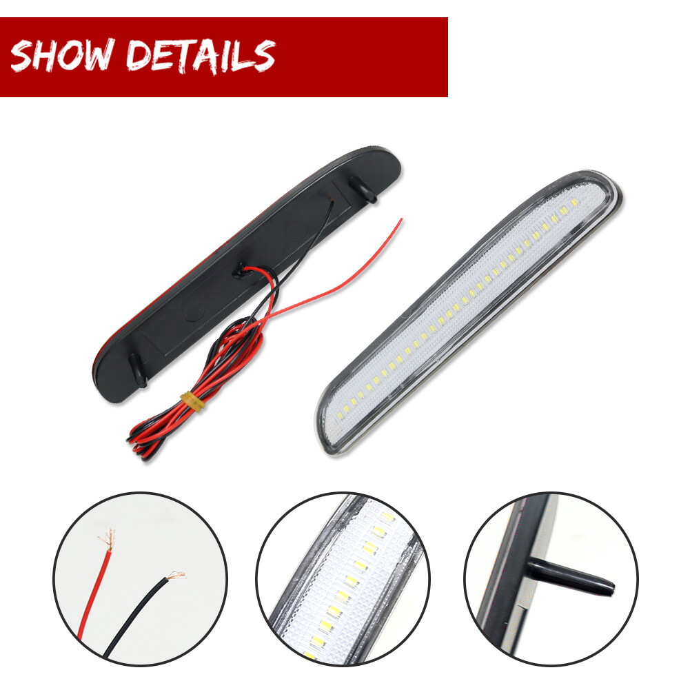 Clear White LED Rear Side Marker Light Reflector For 94 95 96 97 98 Ford Mustang
