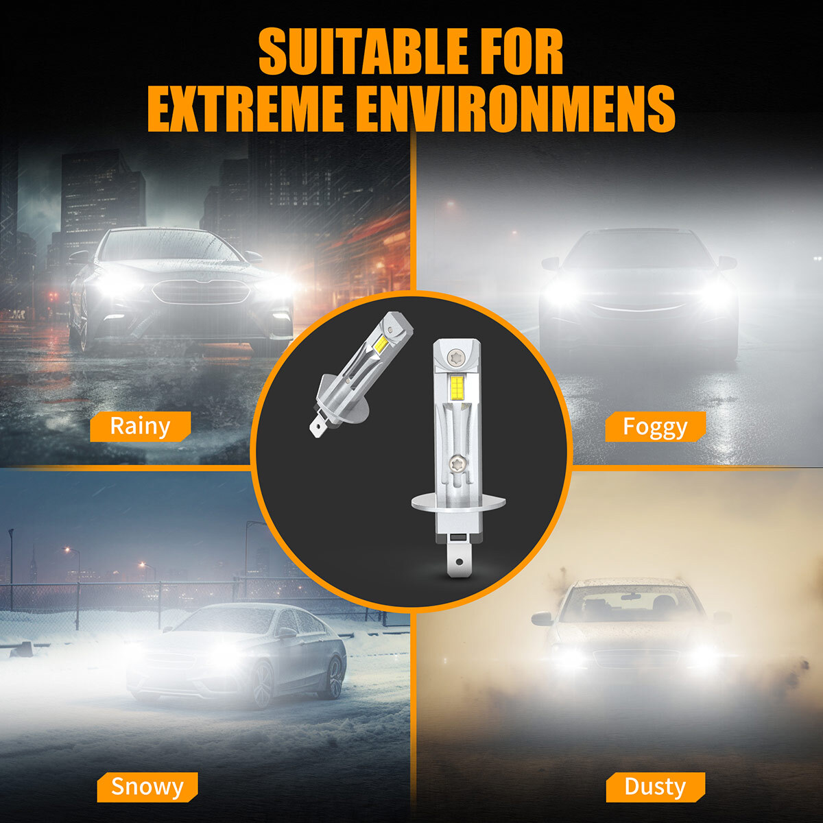 4pcs H1 LED Headlight Bulbs High Low Beam Bright 6500K White CANBUS 330000LM