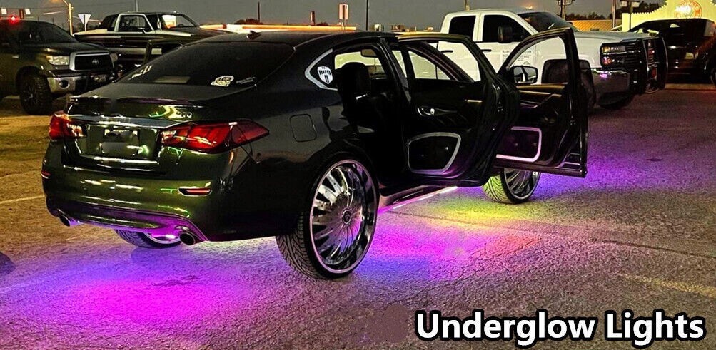 Rainbow Color CHASING Moving LEDs 2PCS 4FT + 2PCS 6.5FT Underglow Lights Strips
