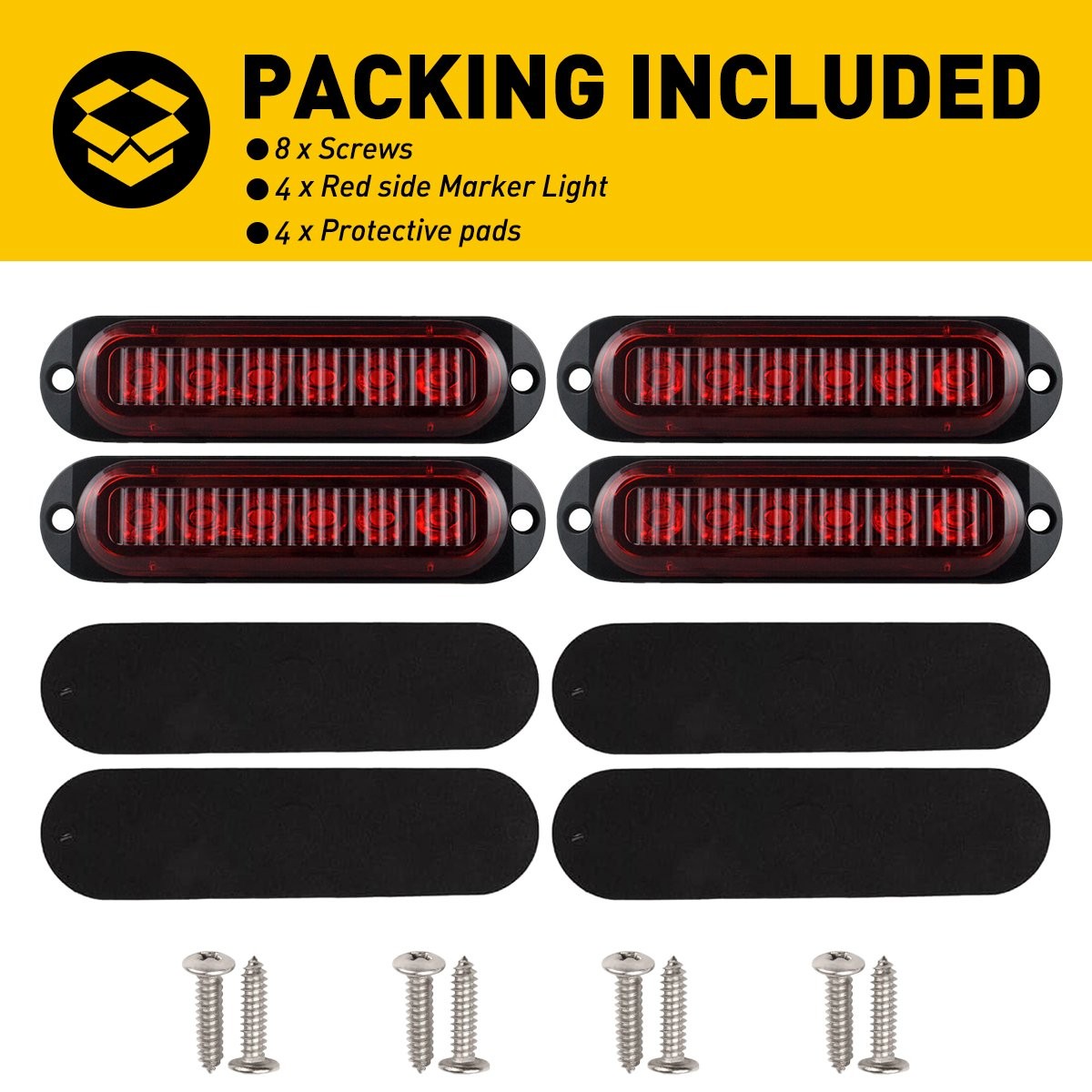 4PCS Side Red LED Marker Lights Clearance Fit Lamp Truck Trailer Caravans Pickup