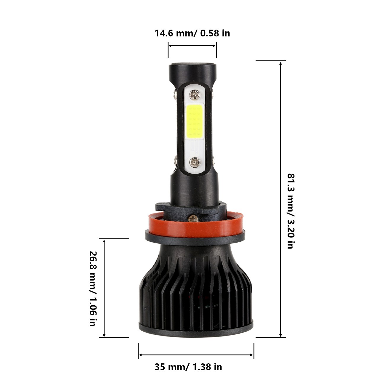 4-sides 9005 H11 5202 LED Headlight Conversion Kit High Low Beam Fog Light 6500K