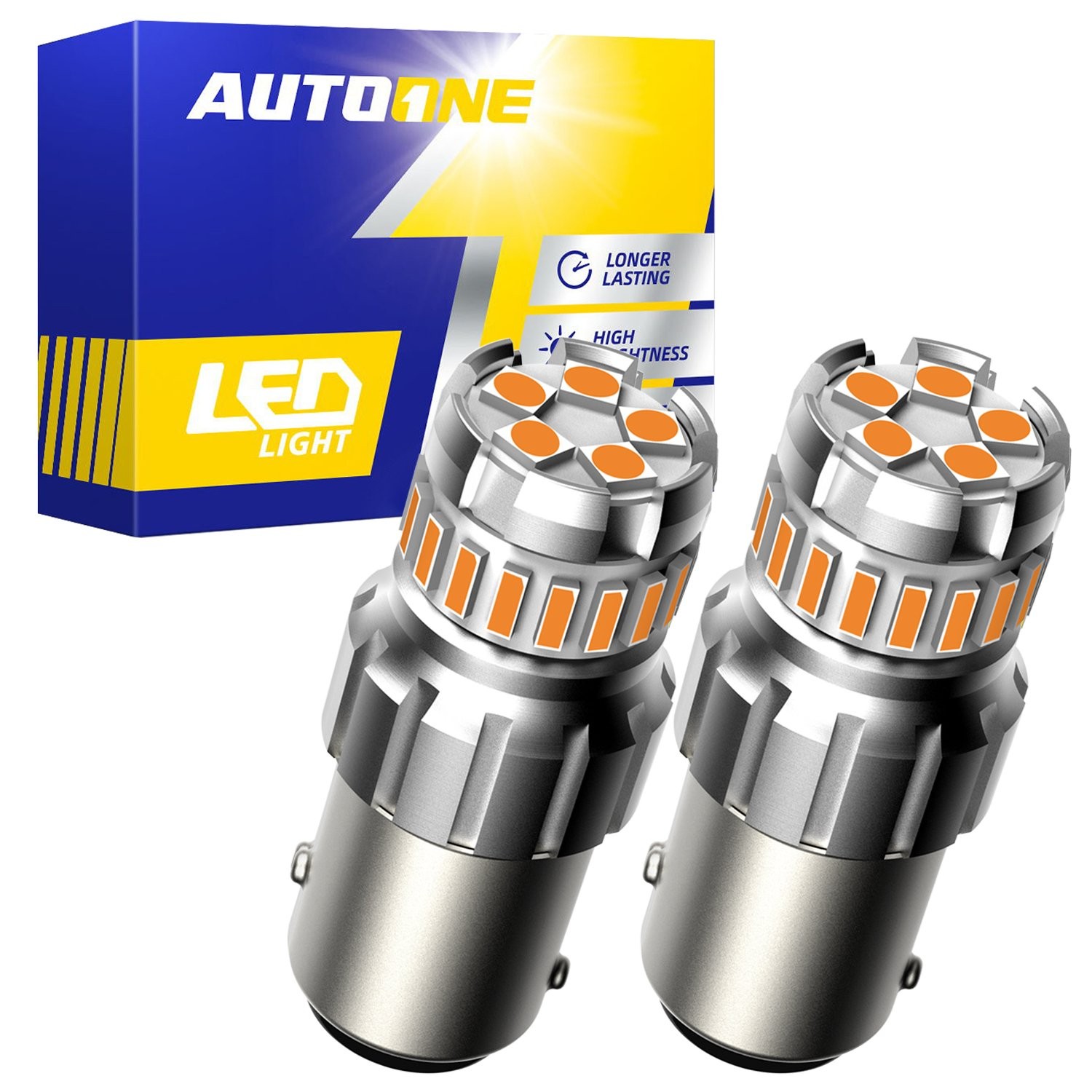 3000K Amber AUTOONE 1157 LED Bulbs for Turn Signal Tail Lights Plug&Play Upgrade