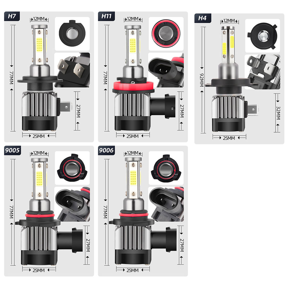 9005 Front LED Headlight Super Bright Bulbs White 30000LM High/Low Beam HB3_