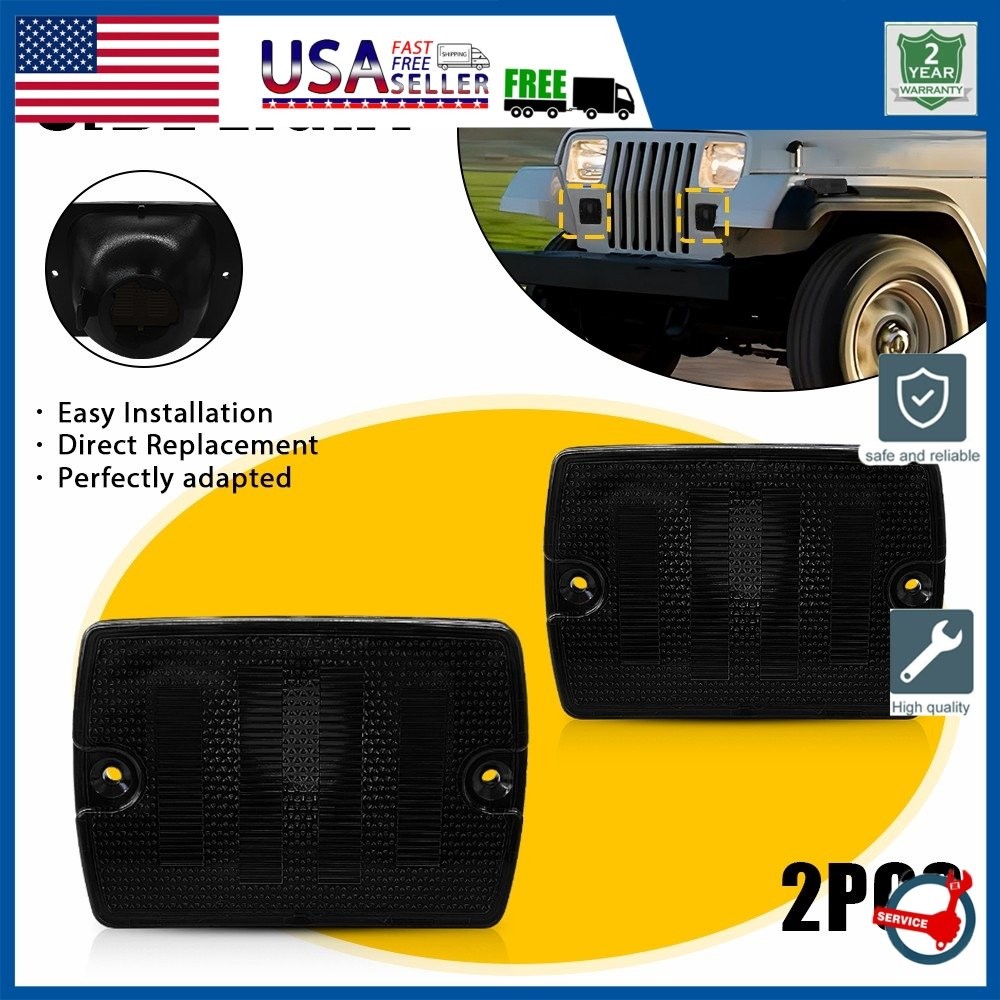 2/4x Fit Jeep 87-95 Wrangler YJ Smoked Front Turn Signal Parking Lights Housings