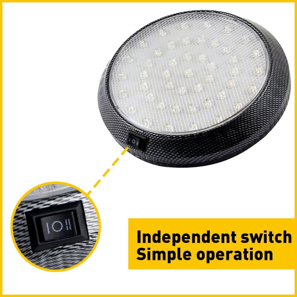 2x 12V White 46 LED Car Auto Round Dome Roof Ceiling Light Interior Bright White