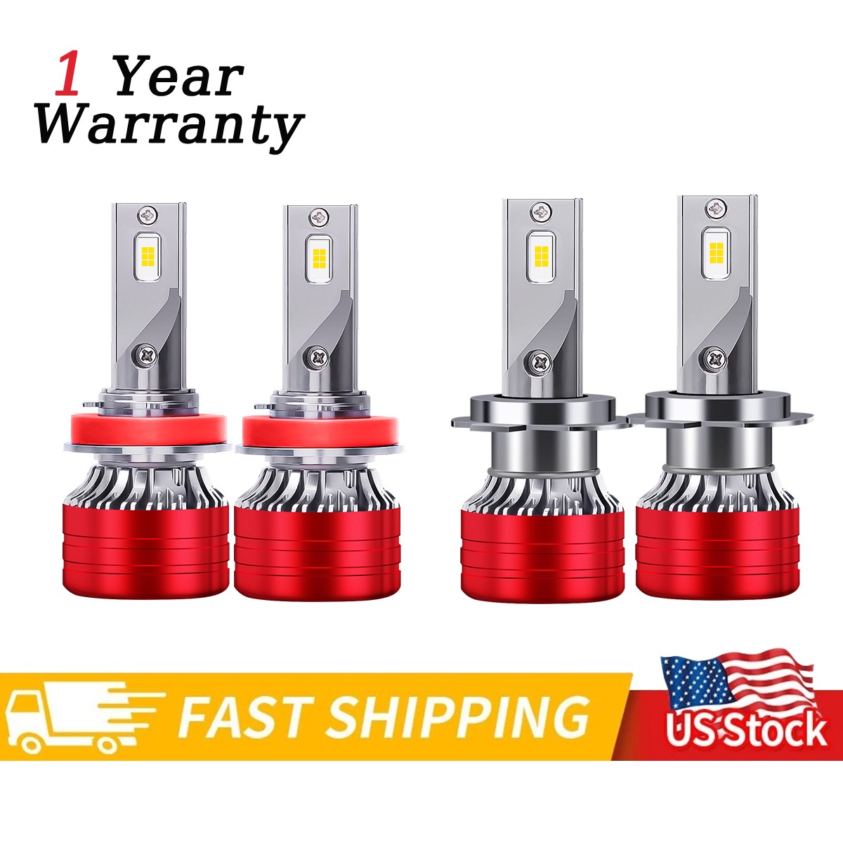 4PCS LED Headlight High-Low Beam Bulbs H7 H11 For Hyundai Santa Fe Sport