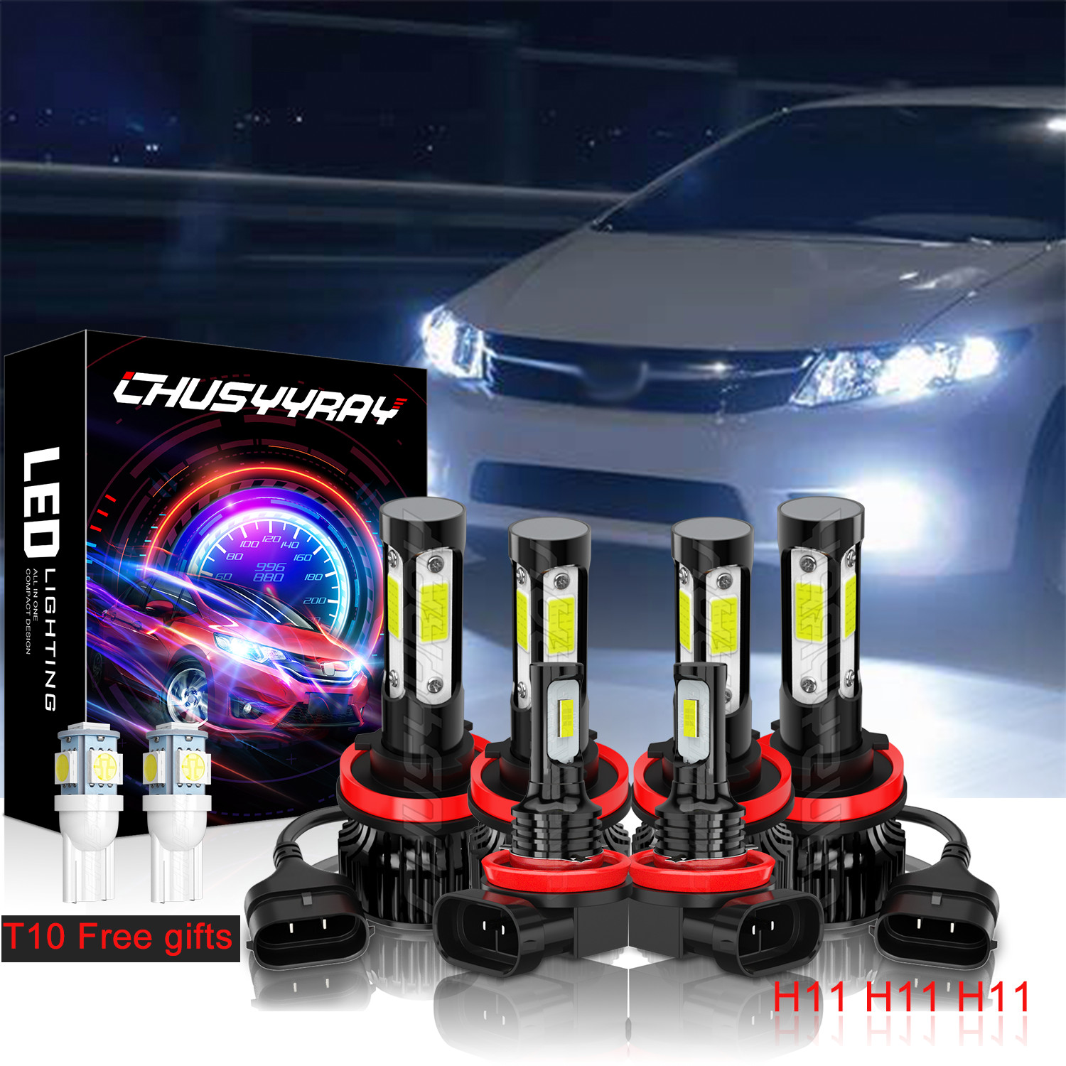 For Toyota Tacoma 2016-2021 LED Headlight High/Low Beam Fog Light 6x Bulbs 6000K