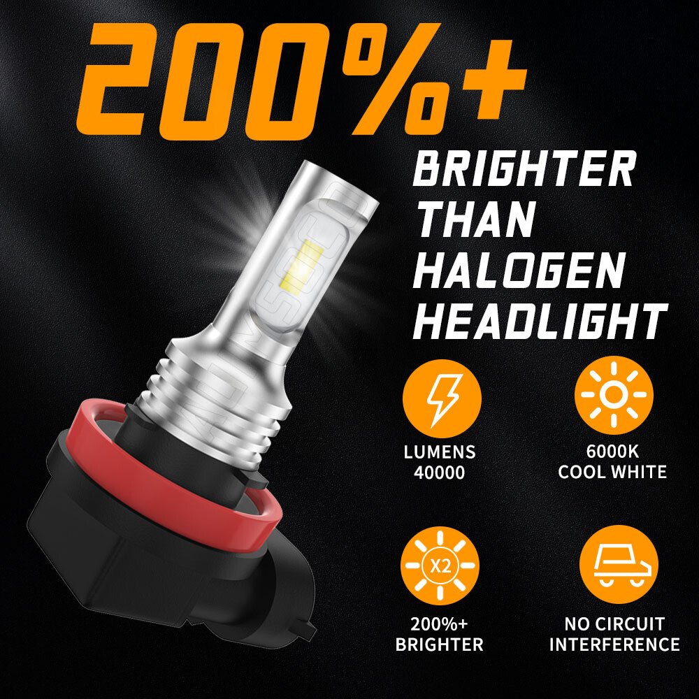 H11 CSP LED Headlight Super Bright Bulbs Kit 8000K Xenon White 330000LM Low Beam