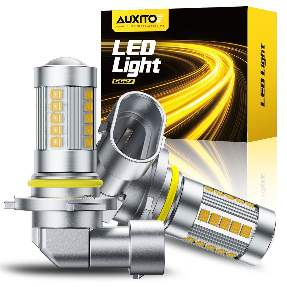 Auxito 2* 9006 HB4 LED Driving Fog Light Bulbs Set HD 3000K YELLOW True 1:1 Size