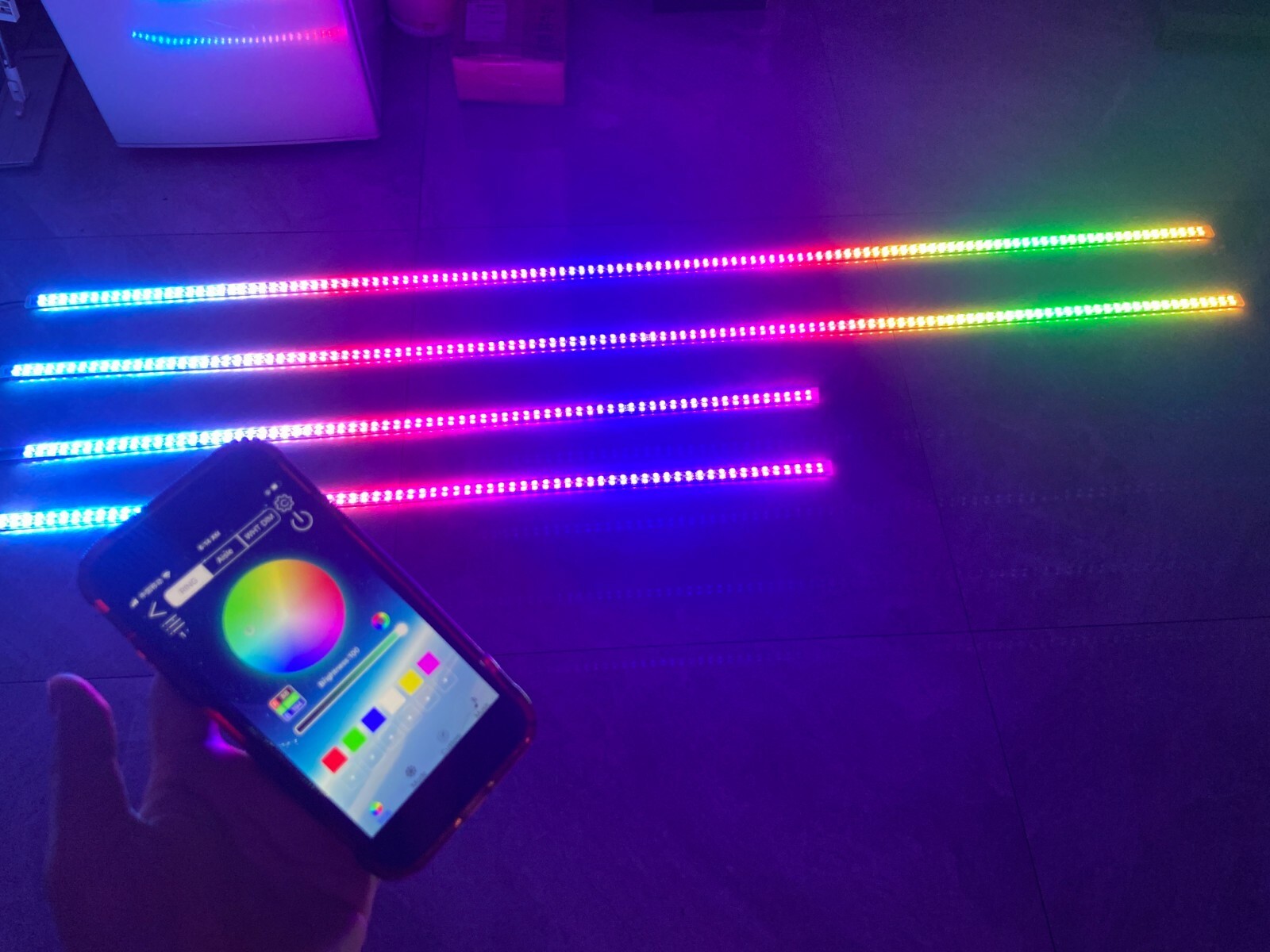 Rainbow Color CHASING Moving LEDs 2PCS 4FT + 2PCS 6.5FT Underglow Lights Strips