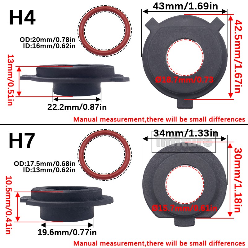 2Pcs LED Headlight Bulb Base Adapter Socket Retainer 9004/9005/9006/H7/H4/H3/H1