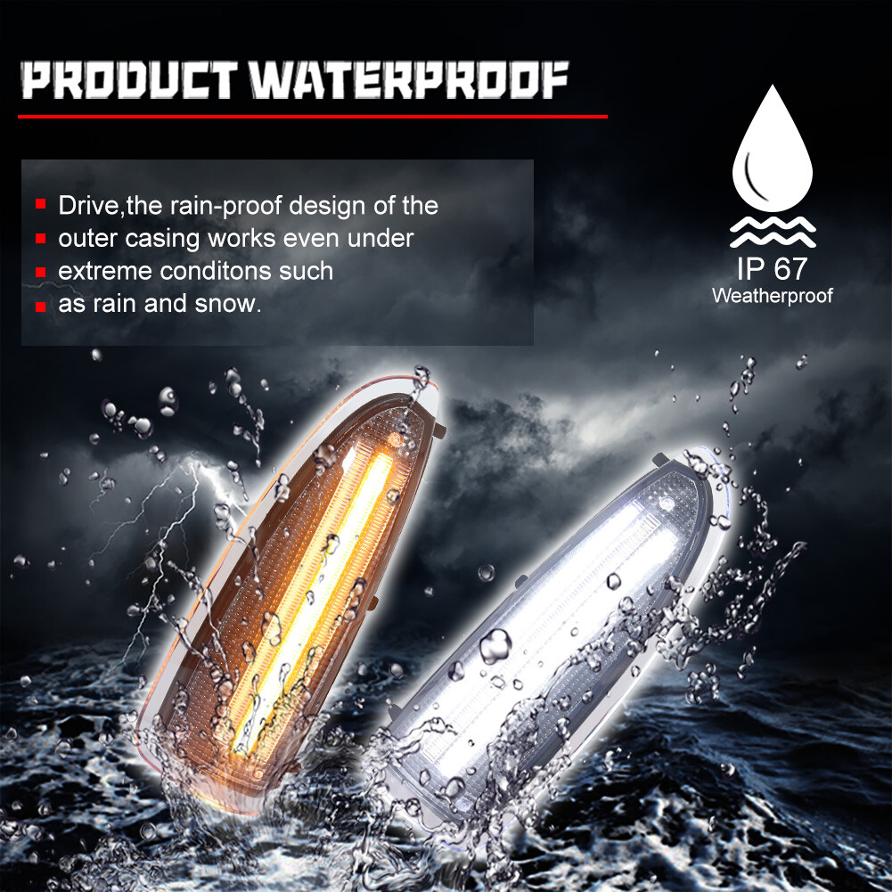 Clear Lens White/Amber Switchback LED Side Mirror Lamps For 03-07 Ford F250 F350