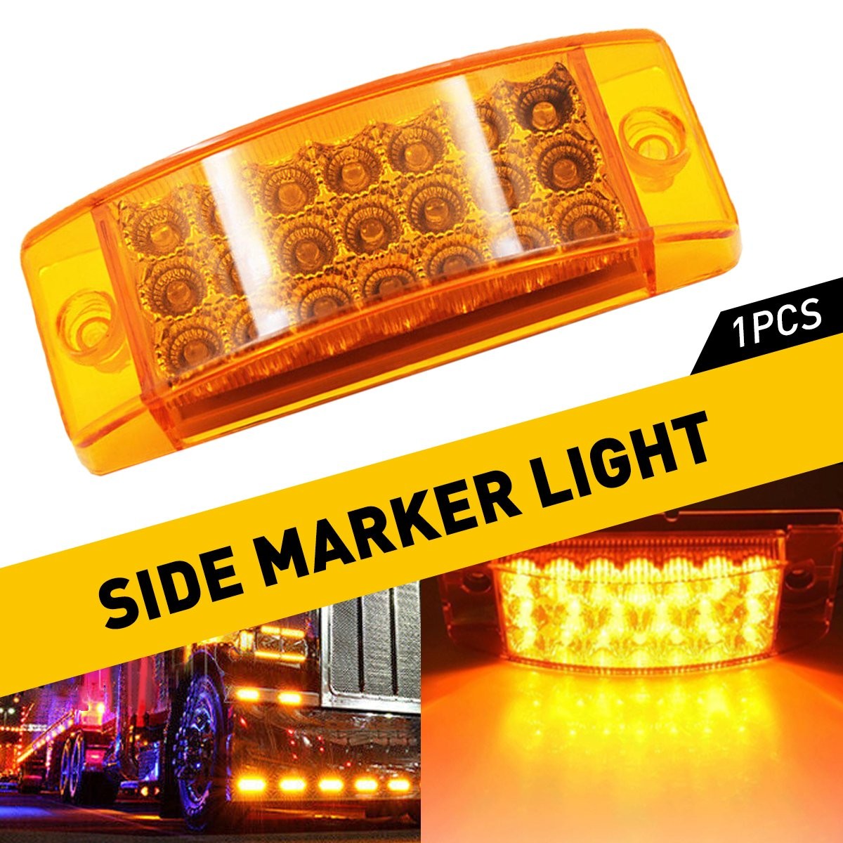 2x 6″ 21 Amber LED Clearance Side Marker Truck Lights Trailer Turn Signal Light