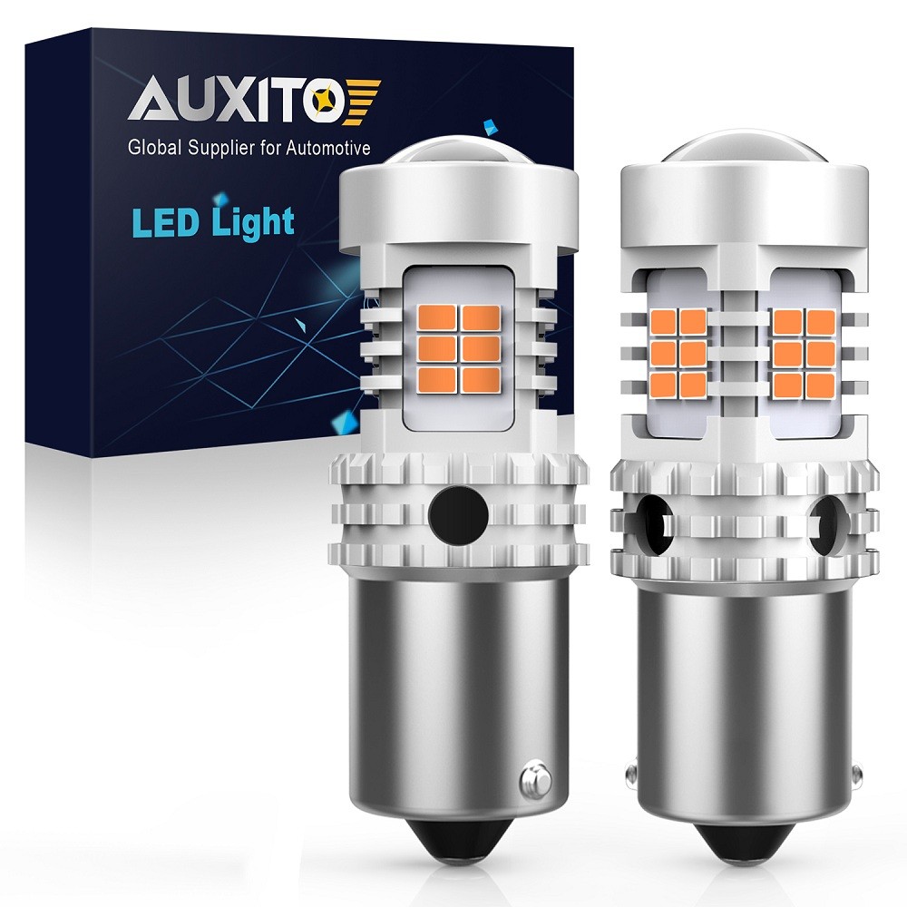 AUXITO BAU15S PY21W 7507 1056 5007 OFF SET Chrome Silver Light Bulbs Amber 2pcs