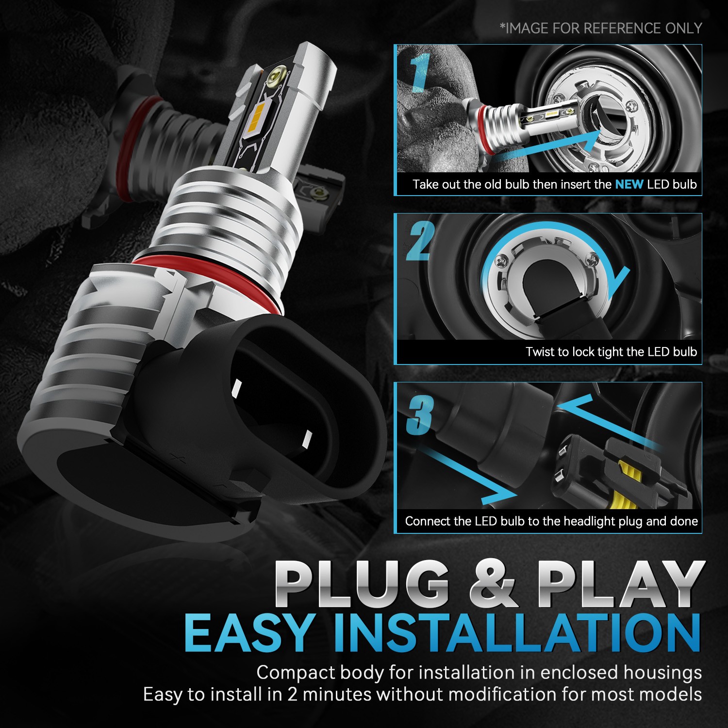 Nuvision 9005 CSP LED Headlight Fog Light Bulbs Conversion Kit High Low Beam HB3