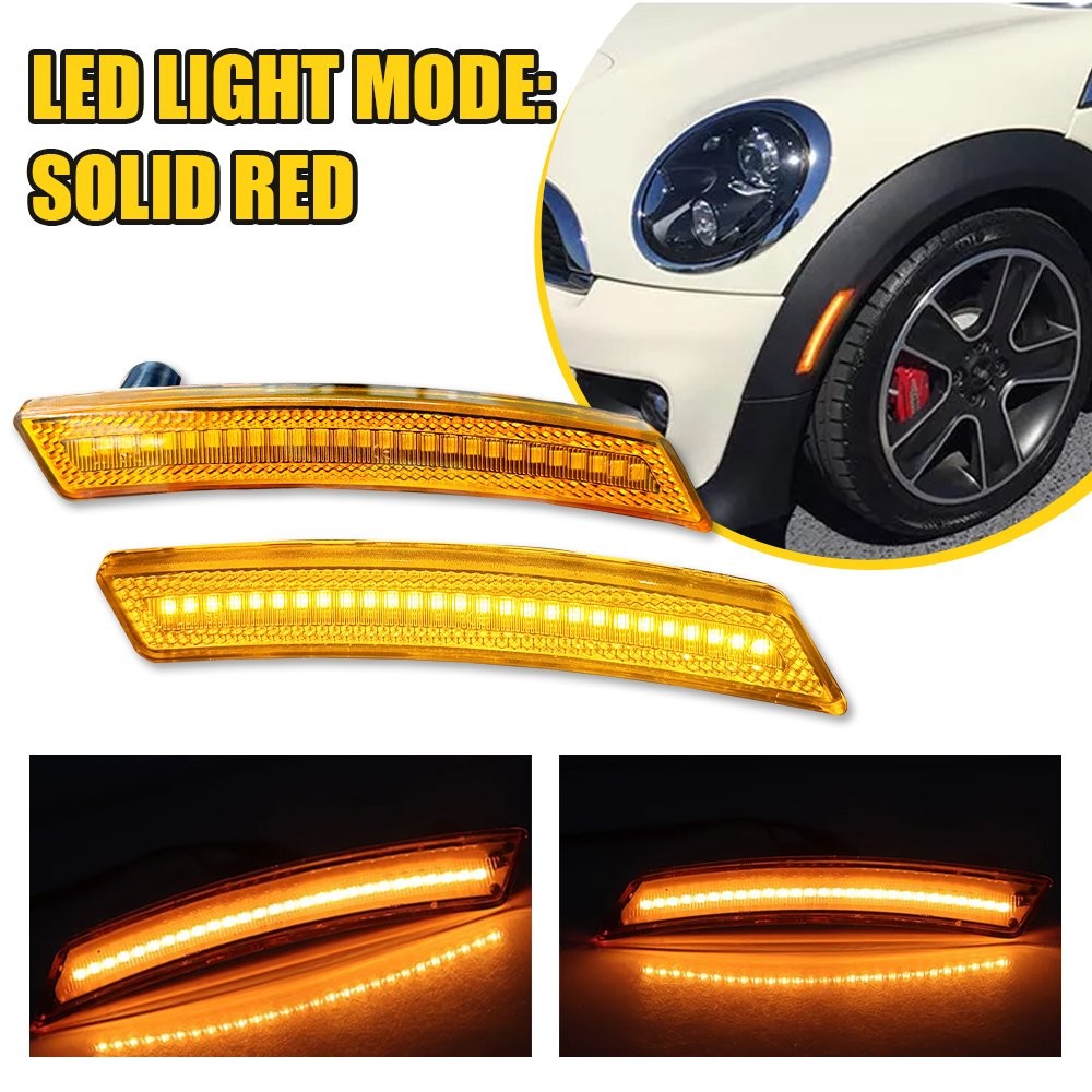 FULL LED Pair Amber Marker Front Side Lights Gen For 2nd 2007-2015 Mini Cooper