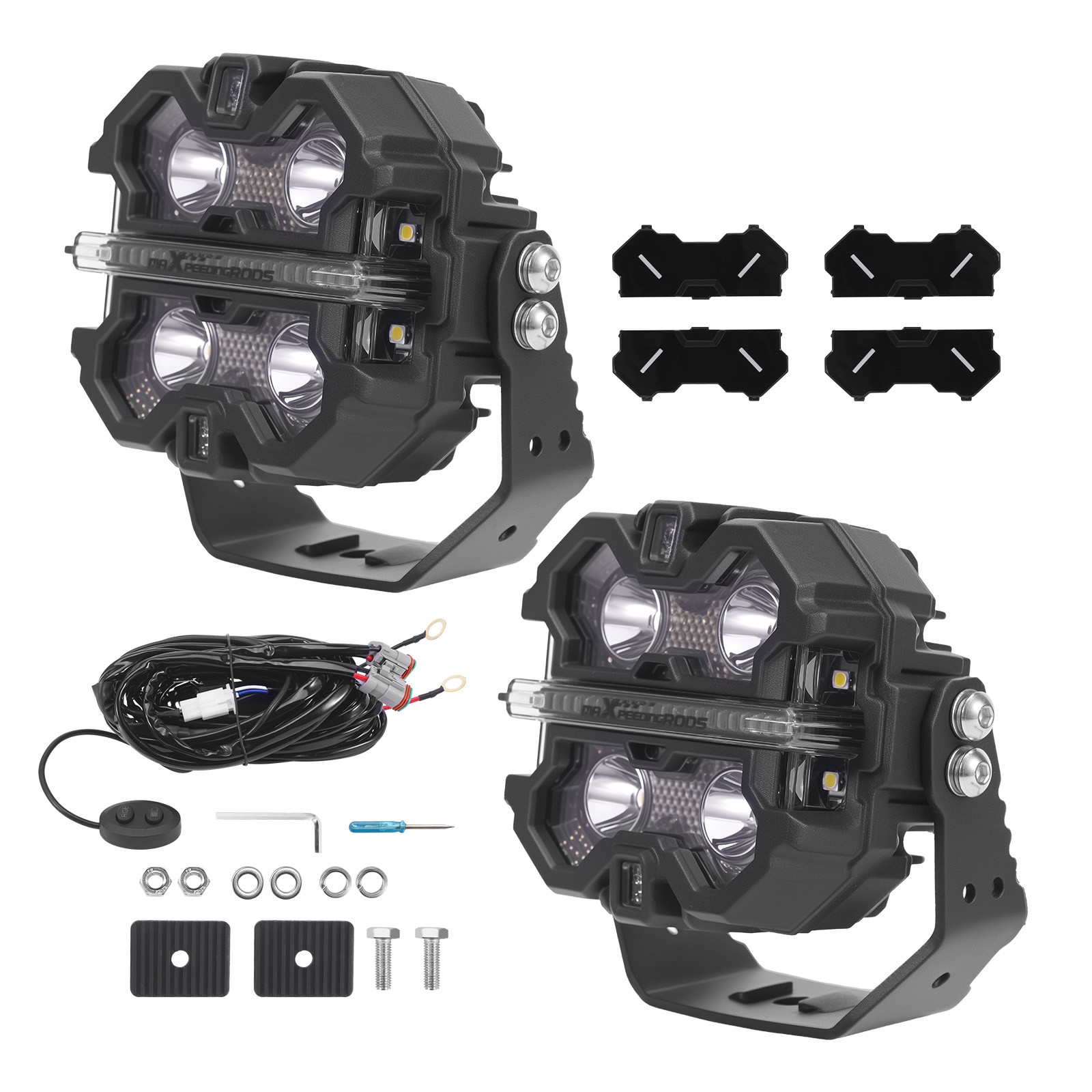 160W LED Light Pods 3.5″ White Amber DRL Spot Flood Combo Off Road Driving Light
