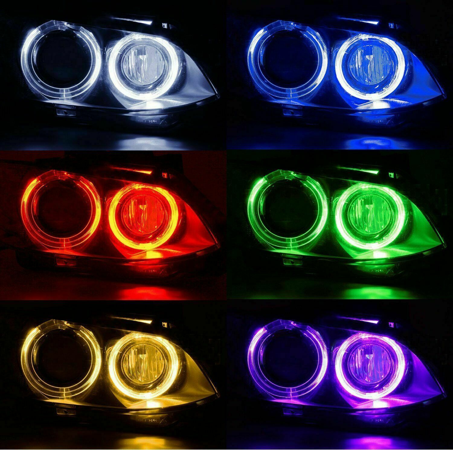 2x H8 Phone Control LED RGB Angel Eyes Halo Ring Bulb For BMW E90 E92 335i X5 X6