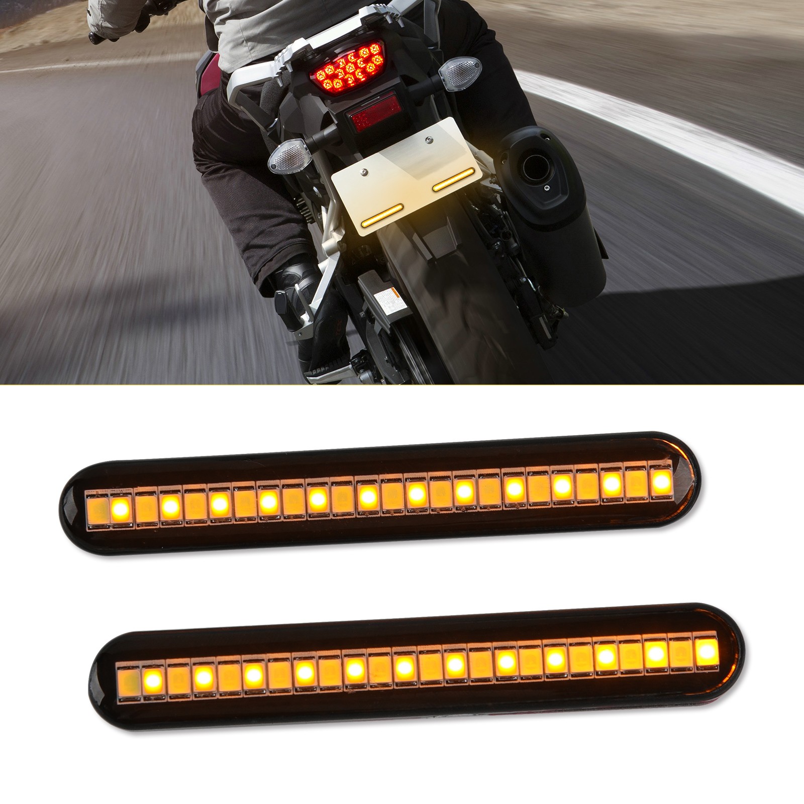 Flowing LED Strip Lights Motorcycle Turn Signal For Honda Suzuki Yamaha Kawasaki