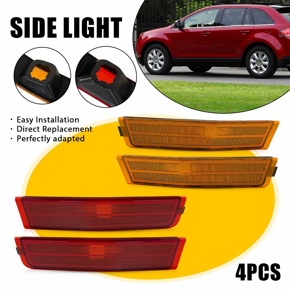Pair Left Right Amber Front Bumper Side Marker Light For 2007-2010 Lincoln MKX