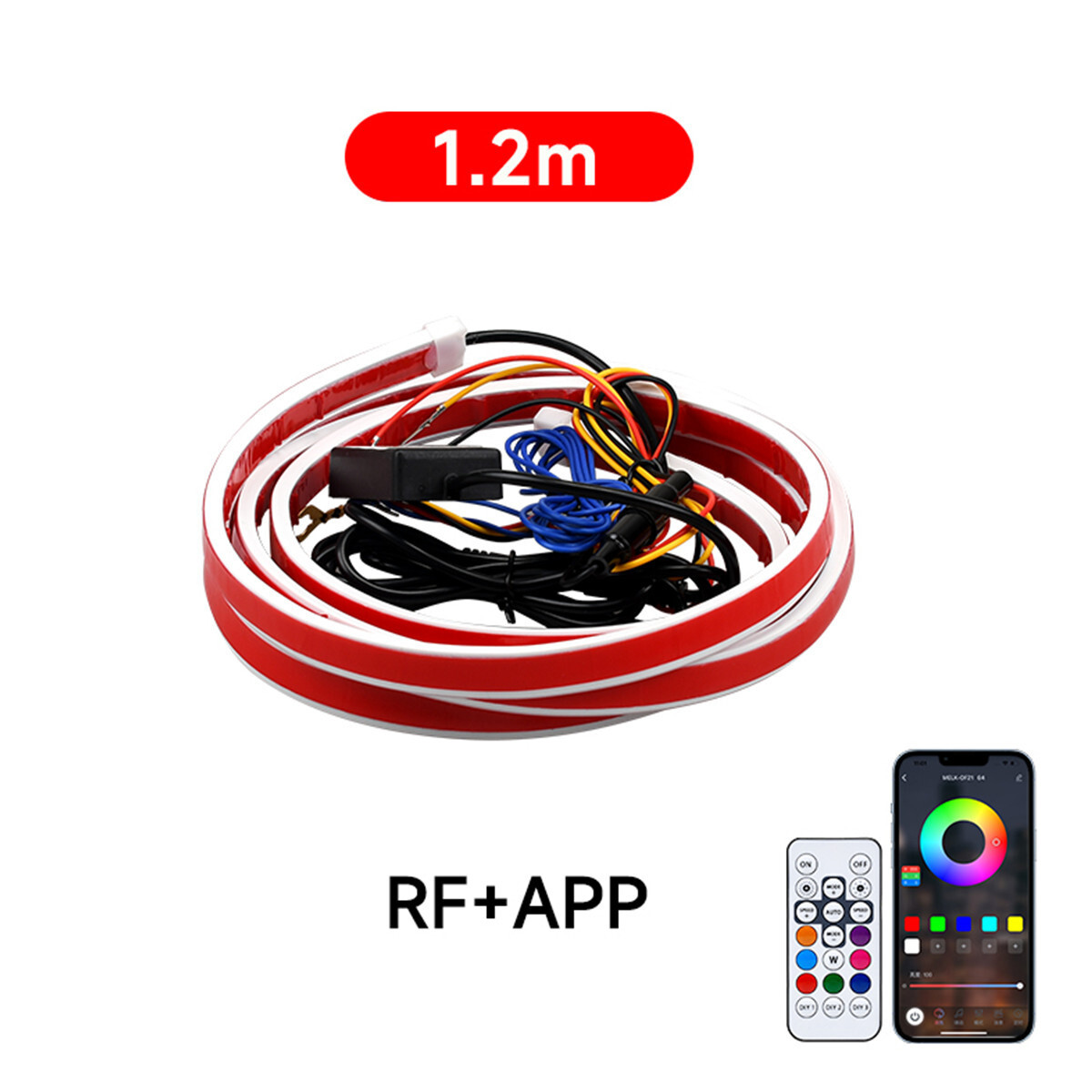 1.2M Car Ambient Light RGB LED Strip Waterproof Daytime Running Lamp APP Control