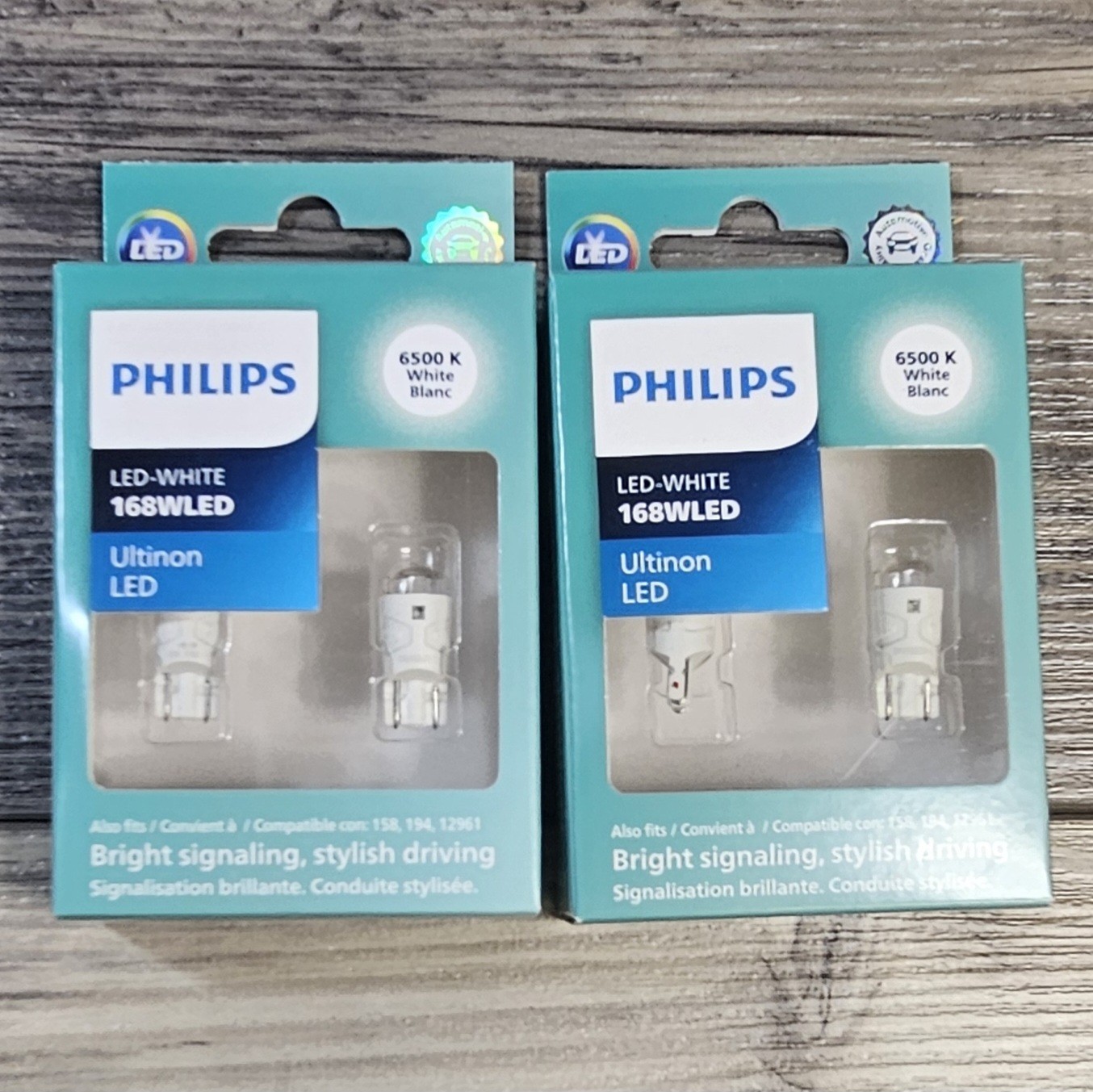 2 Packs Of Philips Ultinon LED Light 168WLED 6500K White Bulbs 168 T10 (4 Bulbs)