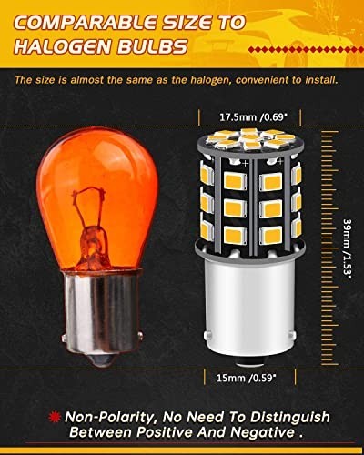 LED Turn Signal Bulbs 7507 BAU15S PY21W Amber Yellow 600lm 12-24V Pack of 4
