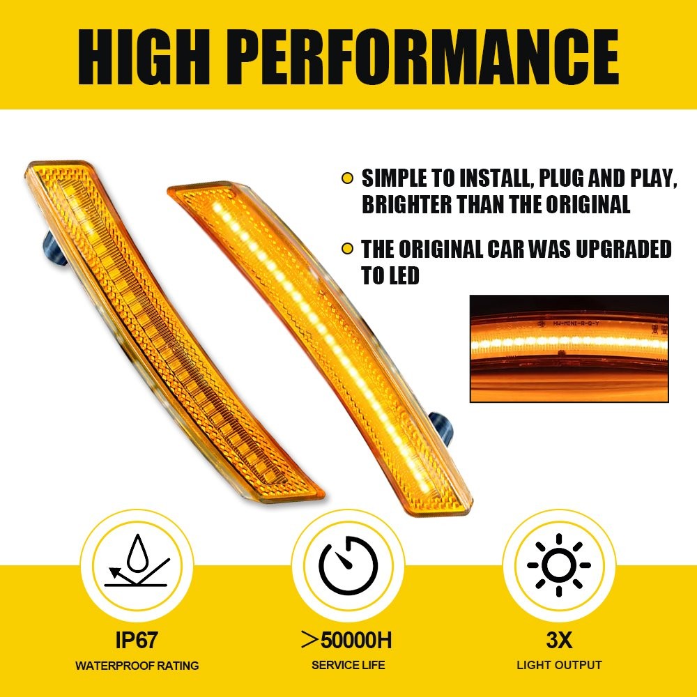 FULL LED Pair Amber Marker Front Side Lights Gen For 2nd 2007-2015 Mini Cooper