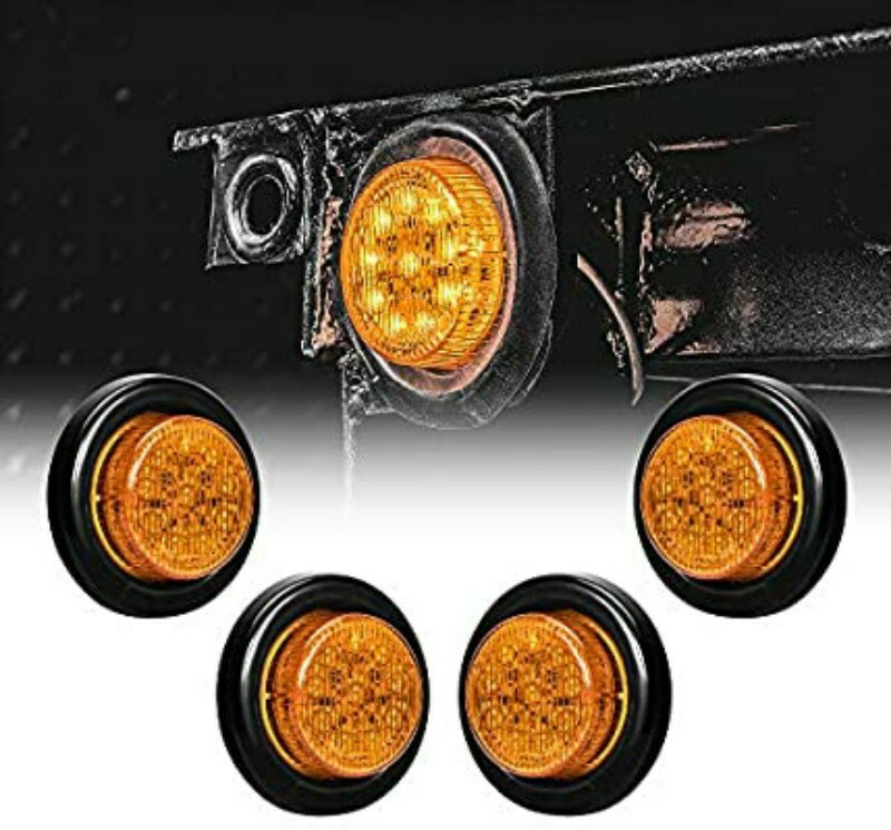 4PC 2″ Round 10 LED Clearance Side Marker Light – AMBER