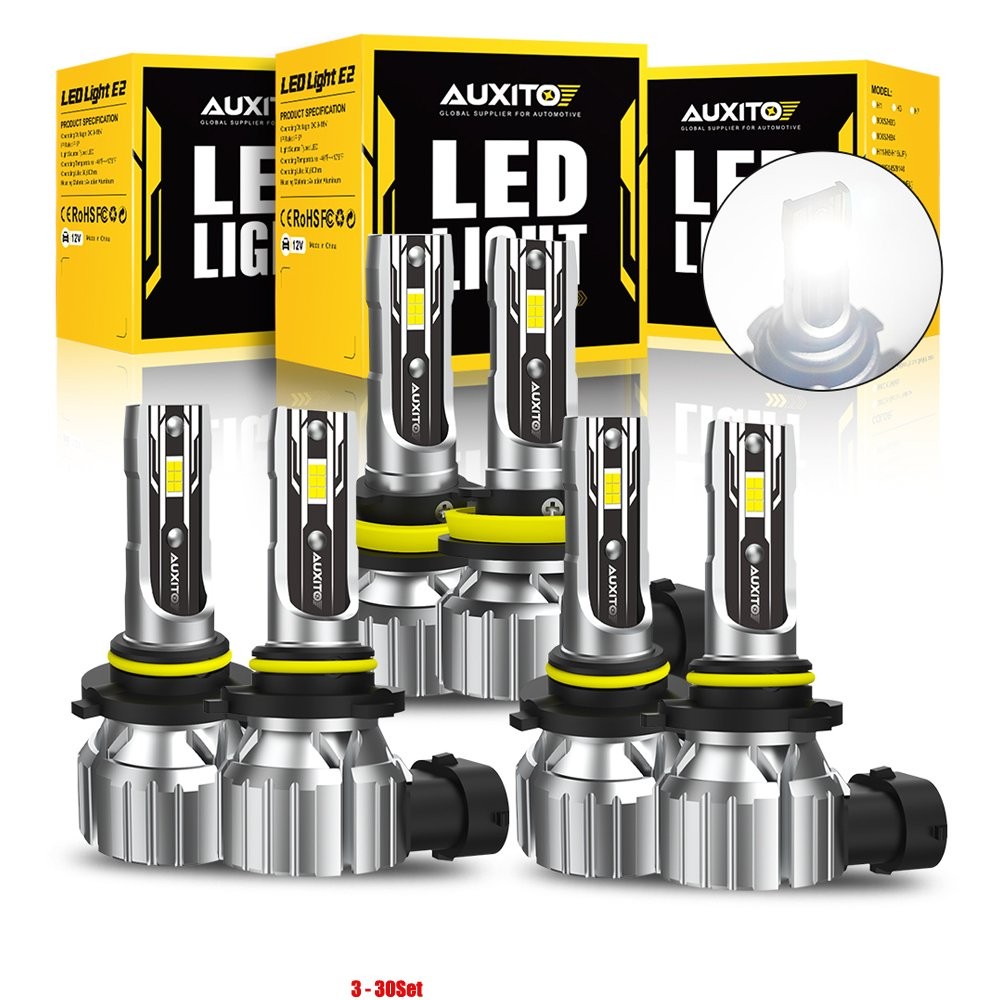 6-60x AUXITO 9005+9006+H11 LED Headlight Light High Low Beam Bulbs Canbus White