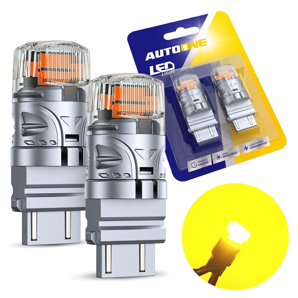 Pair AUXITO 3157 Amber Yellow LED Turn Signal Light Bulb SMD Silver BRS Canbus