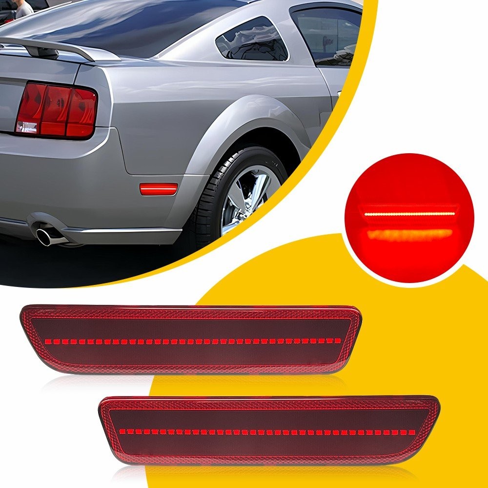 Fit 2005-2009 Ford Mustang LED Red Rear Side Light Marker Left Right 2pcs Lamps