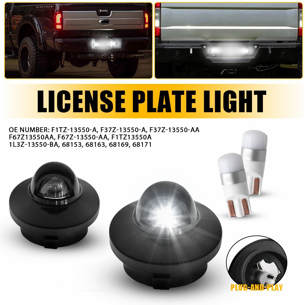 2PCS Rear License Plate Light Housings & LED Bulbs For 1997-2002 Ford Expedition