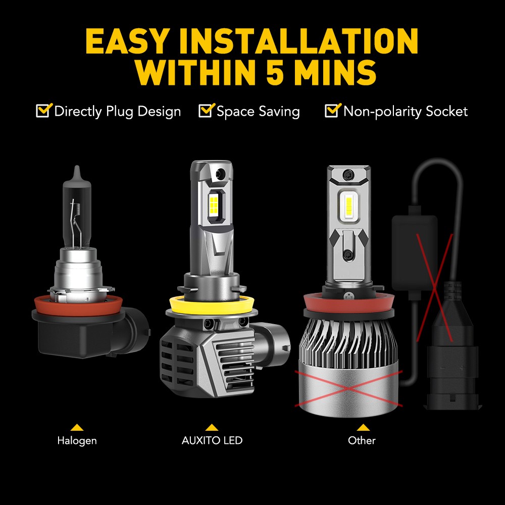 H11 LED Headlight Bulb Kit High Low Beam 100W 50000LM Super Bright 6500K White