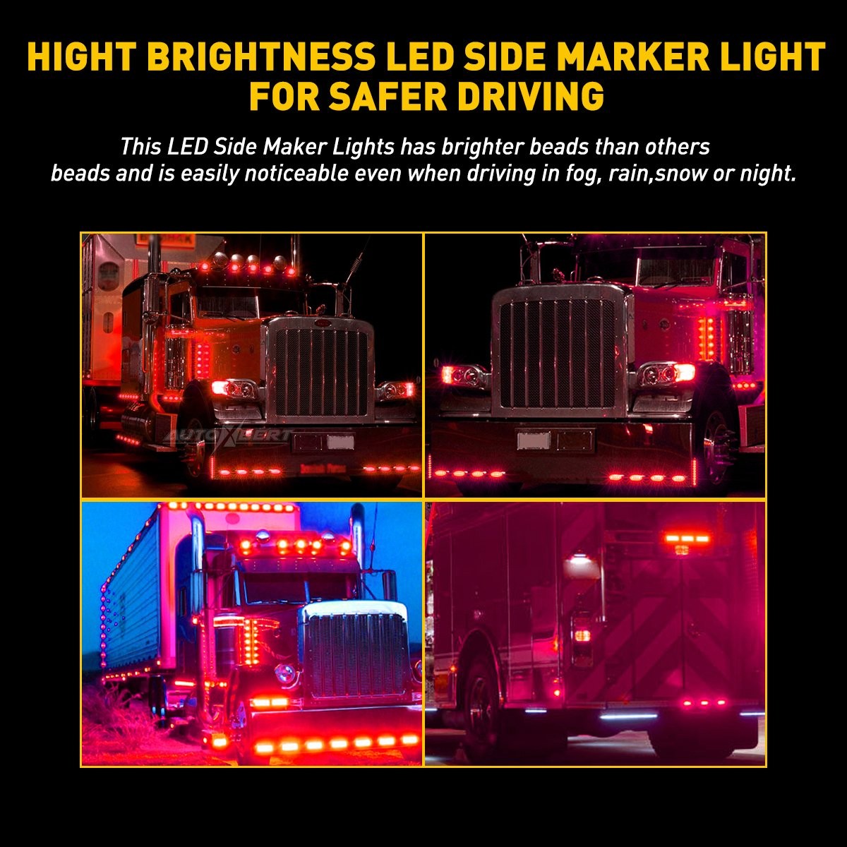 4PCS Side Red LED Marker Lights Clearance Fit Lamp Truck Trailer Caravans Pickup