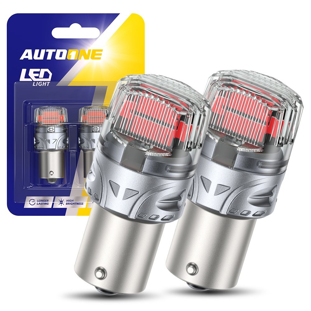 2-20 Red 1156 LED Brake Stop Tail Signal Brake Light Bulb Silver-Body BRS Bright