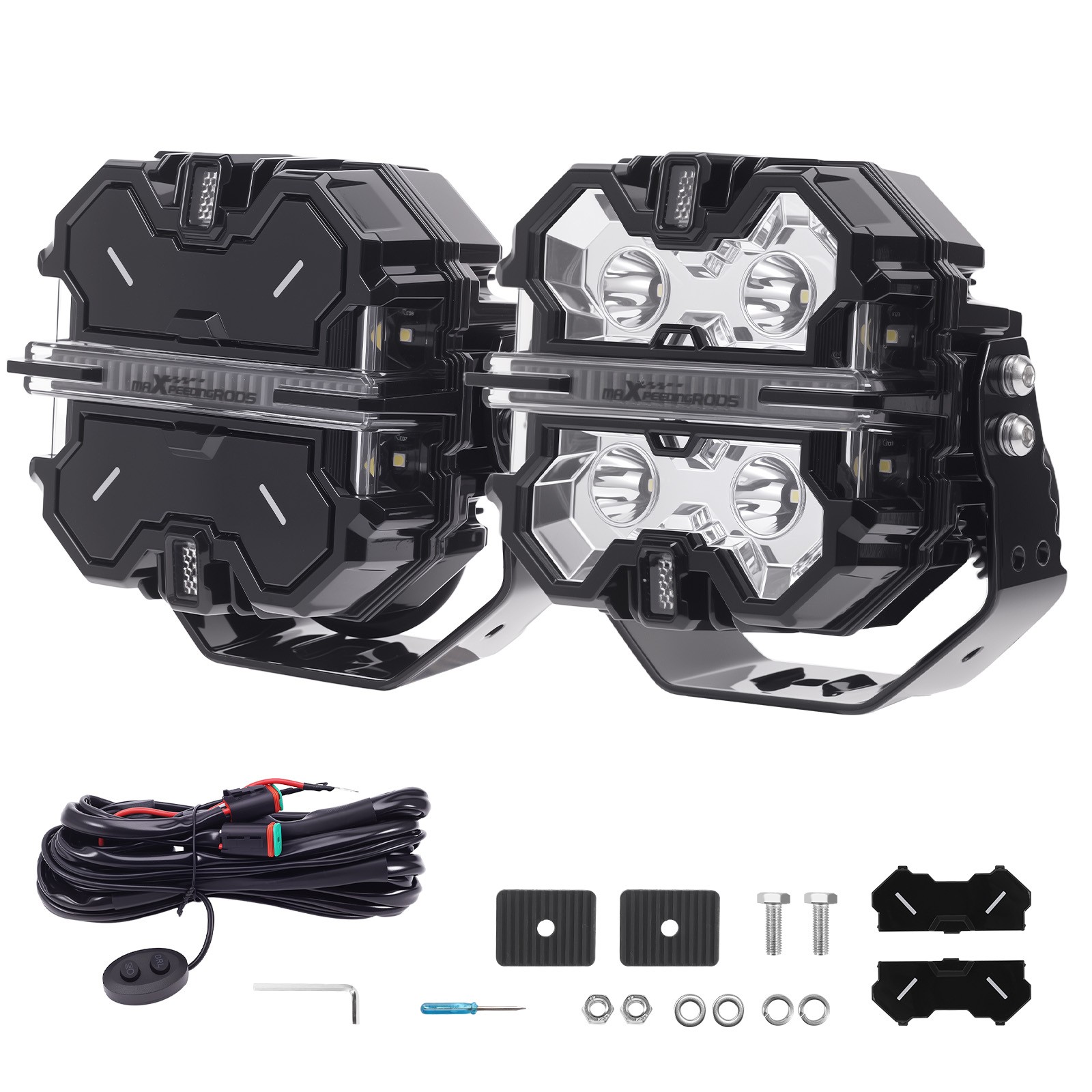 5″ Square LED Light Pods 178W Aluminum Housing Off Road Driving Lights DRL 178W
