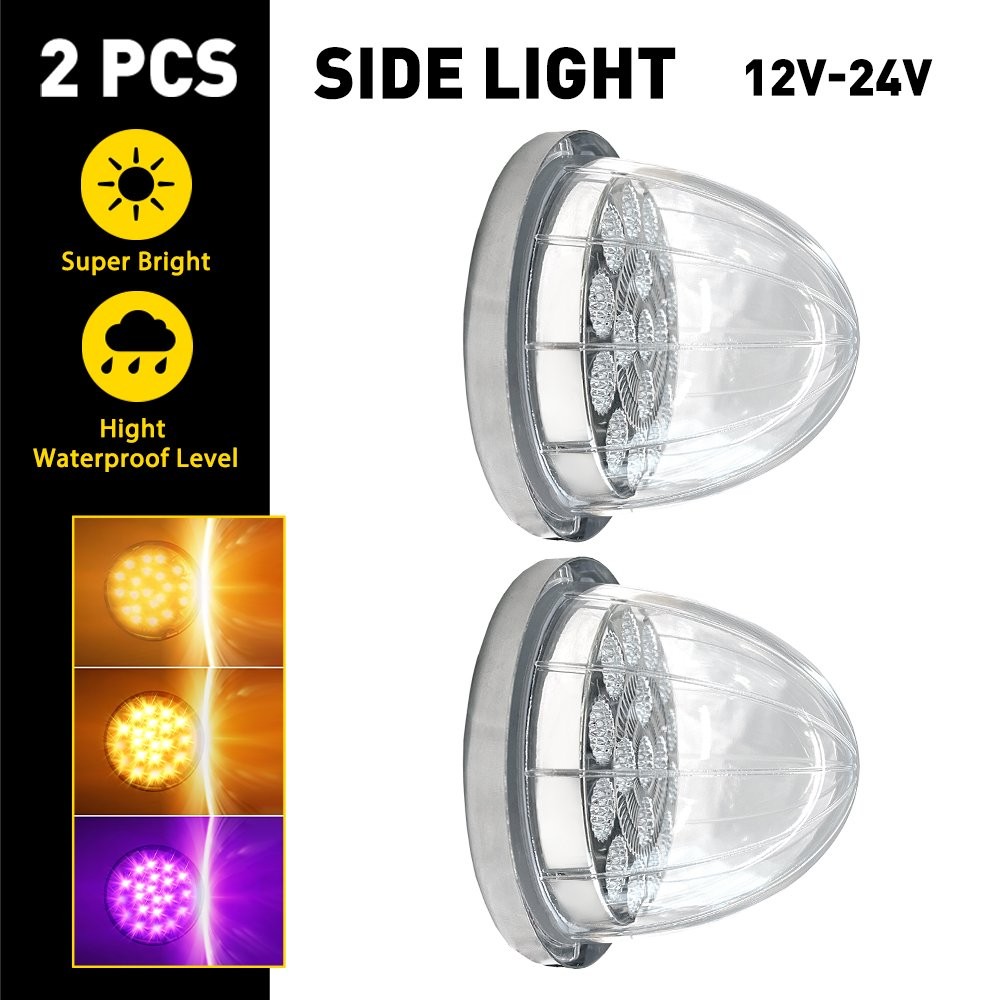 2X Amber Purple 17LED Watermelon Turn Signal Lights For Semi Trailer Heavy Truck