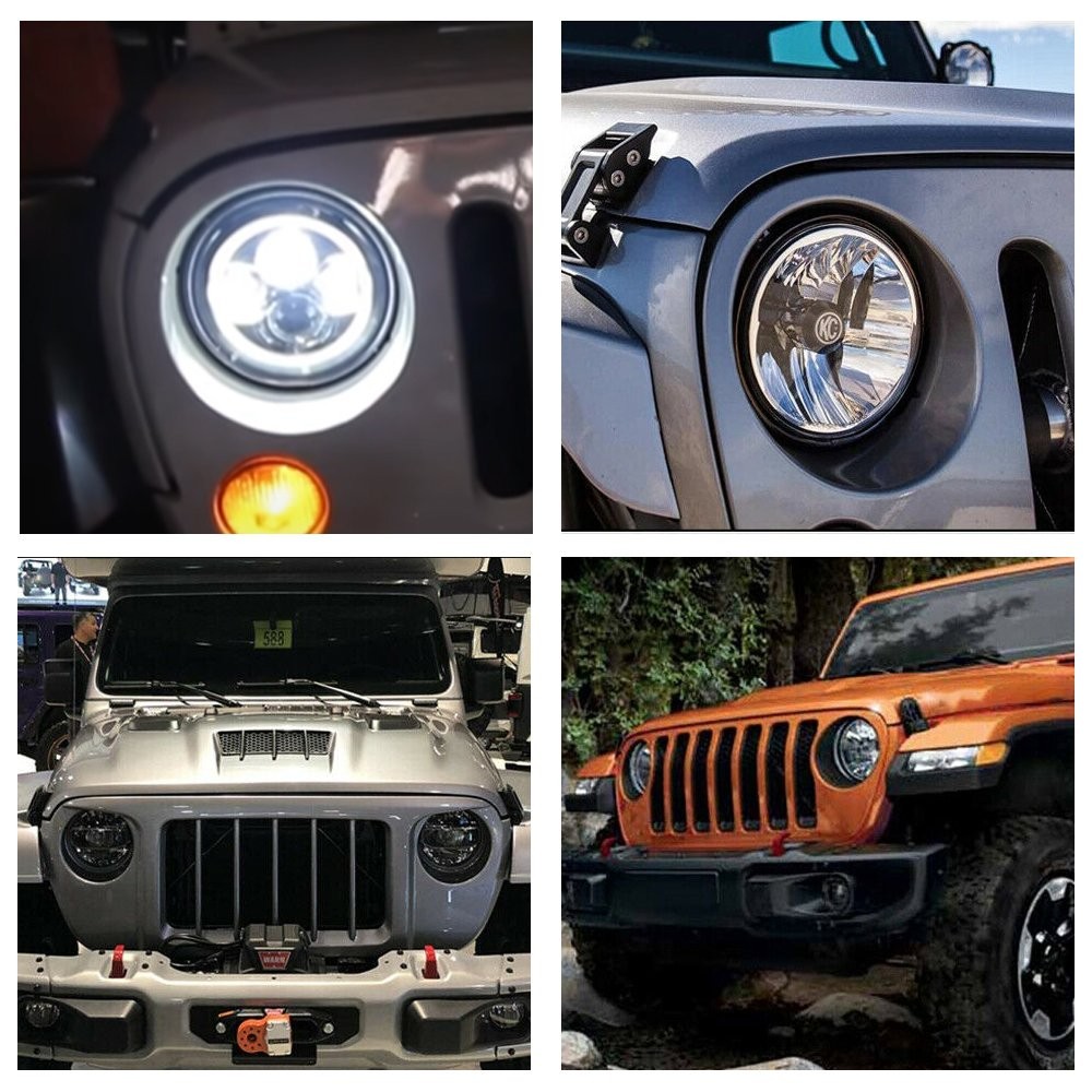 Headlight 7″ Mounting Ring Bracket Black Round for Jeep Wrangler JK JKU 07-18 J