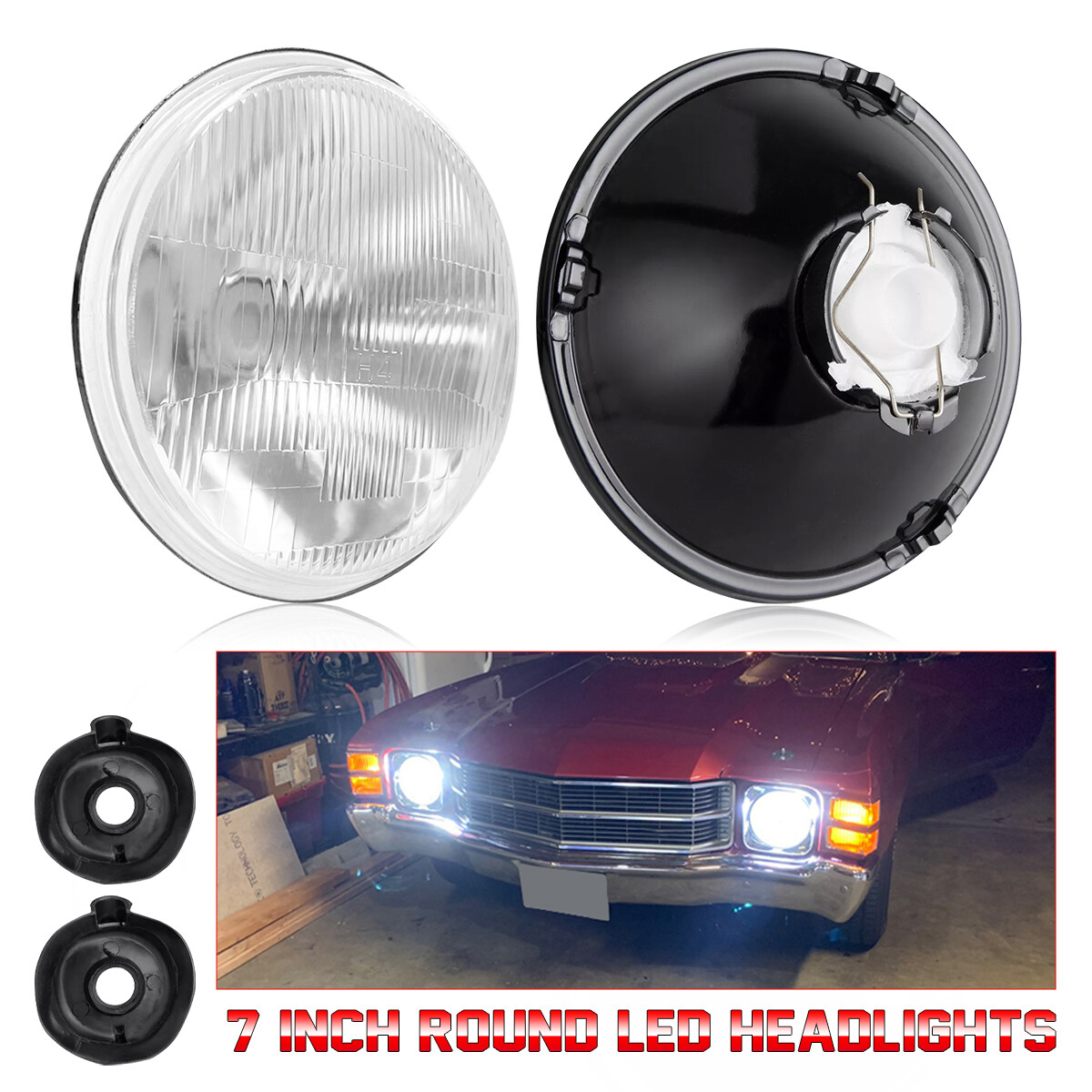 Fit CHEVROLET Bel Air 1953 1954 1955 1956 1957 7“ LED Headlights Hi/Lo