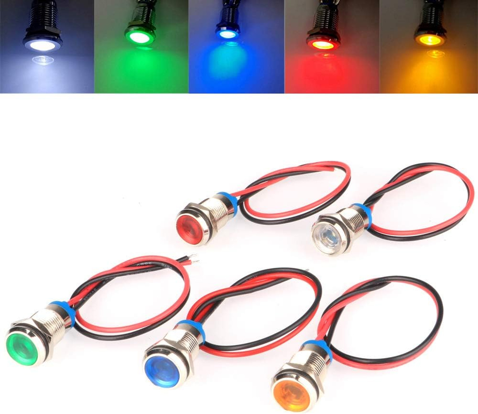 5pcs LED Indicator Light Bulb Waterproof Signal Lamp AC DC 12 24V Car Boat Truck