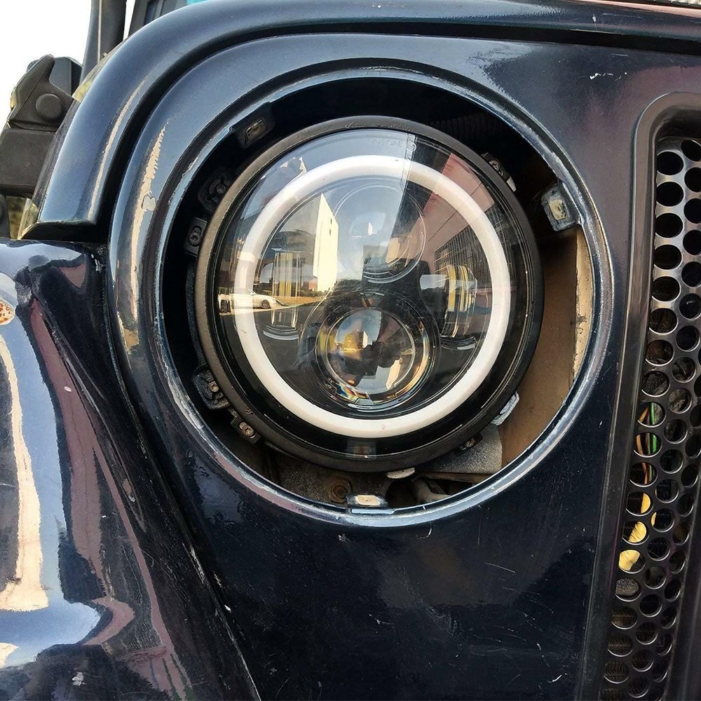 Headlight 7″ Mounting Ring Bracket Black Round for Jeep Wrangler JK JKU 07-18 J