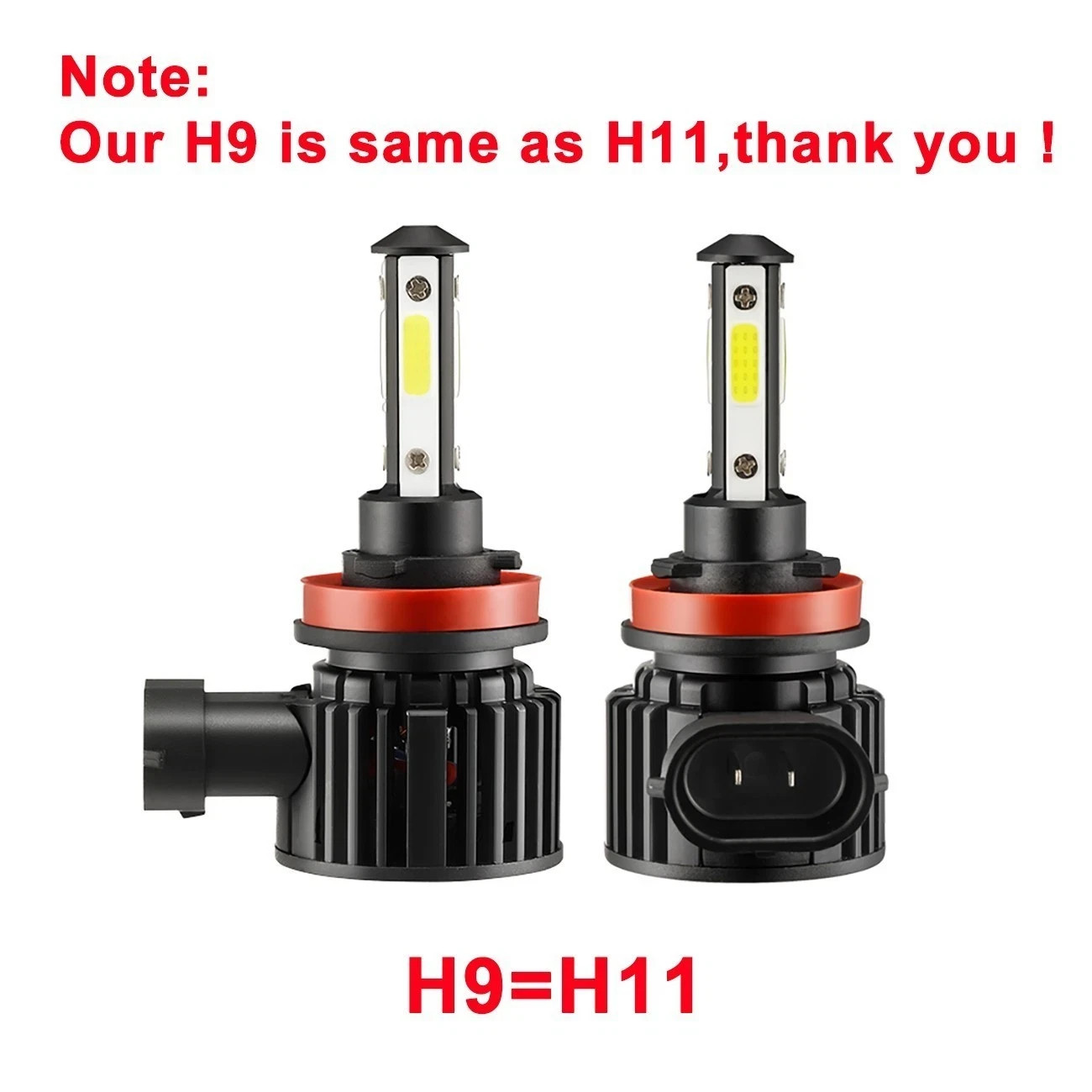 4-Sides H11/H9/H8 LED Headlight High/Low Beam Bulbs Super Bright 6500K 3600000LM