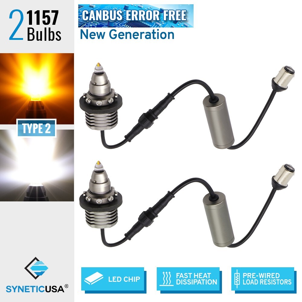 Syneticusa 1157 Pair CANbus Error Free Bulbs Switchback White & Amber Signal DRL