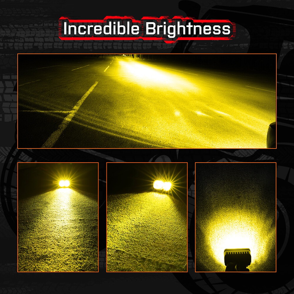2Pcs 3inch LED Cube Pods Work Lights Front Bumper LED Fog Driving Lamp Boat ATVs