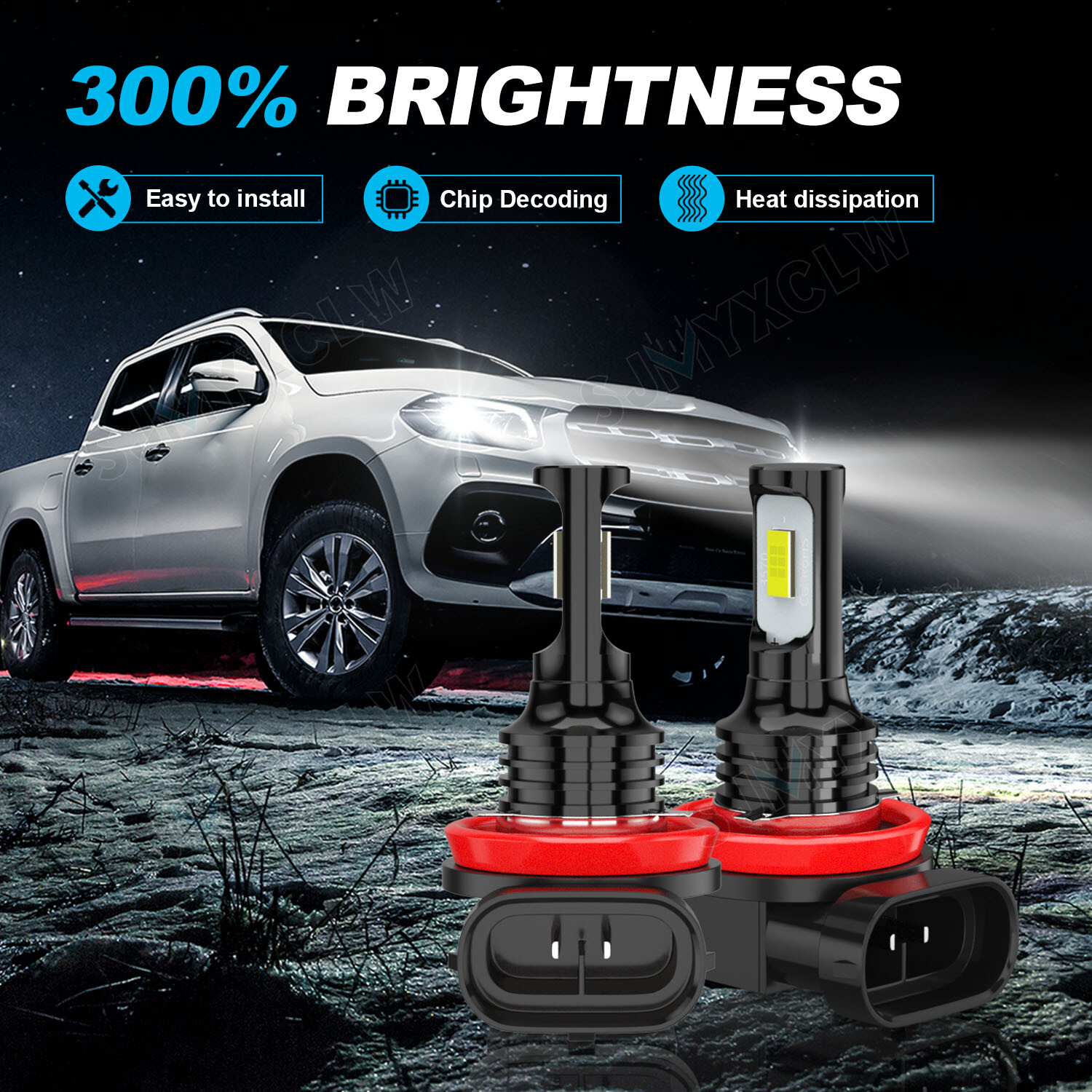 H11 H9 LED Headlight Super Bright Bulbs Kit 8000K White 330000LM High/Low Beam