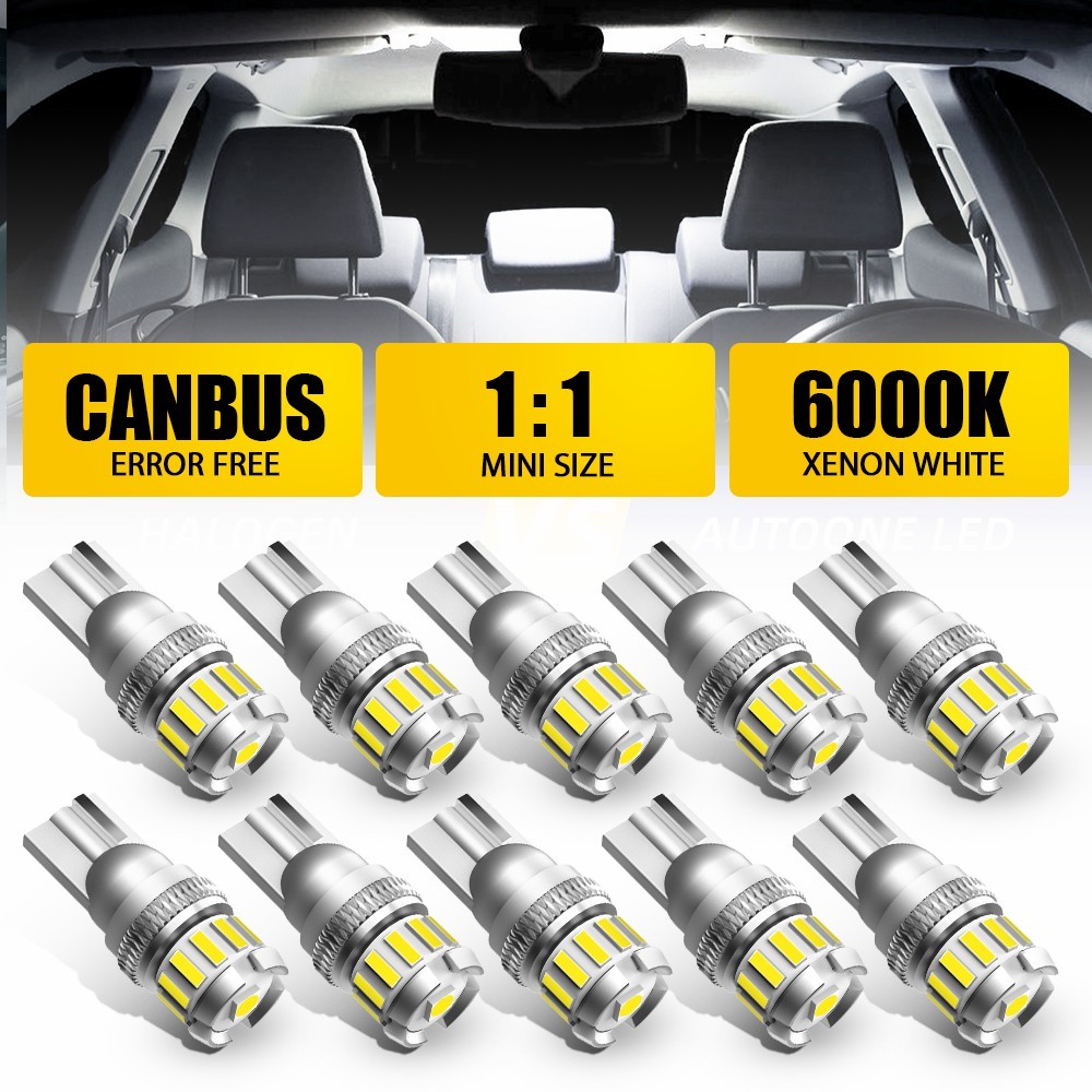 AUXITO T10 LED License Plate Light 168 194 W5W Bulbs Super Bright 6000K White A+