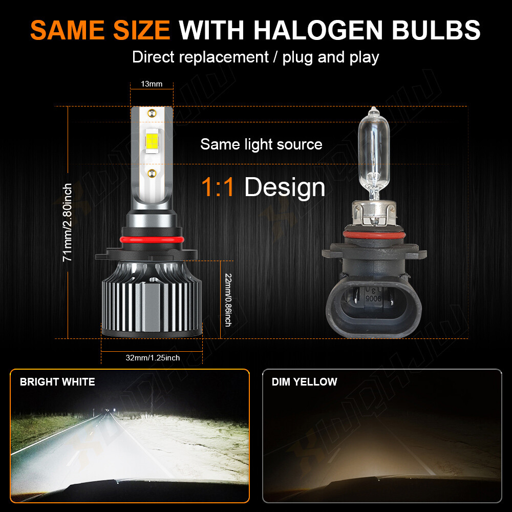 120W Combo LED Headlight Kit High & Low Beam 9005+9006 6000K White 2 Pairs