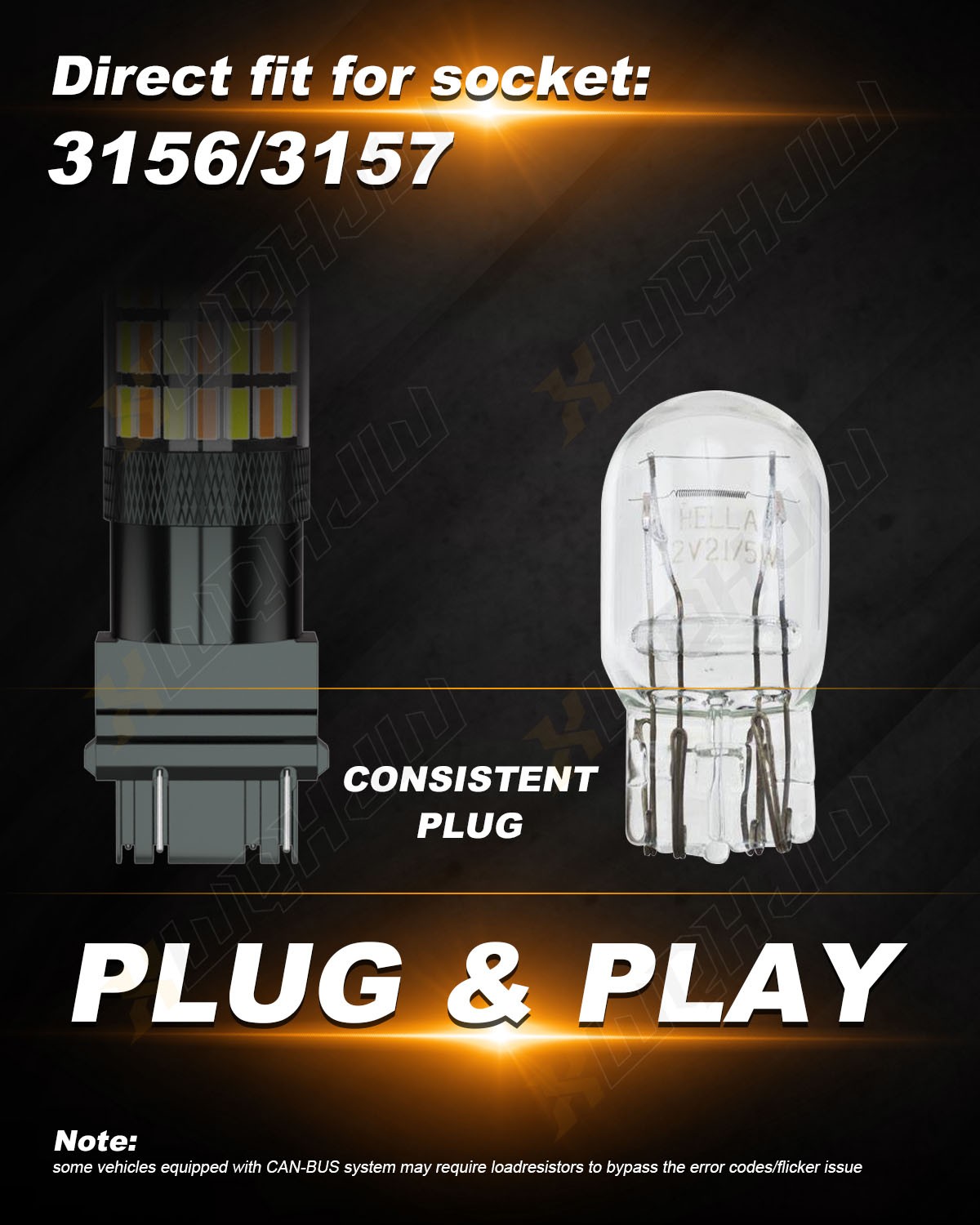 2pcs 3157 LED Amber Yellow Turn Signal Light Bulb for Chrysler 300 2005-2010