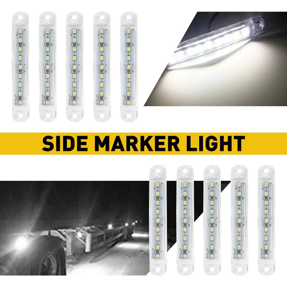10Pcs 12V Marker Lights LED Car Truck Trailer Clearance Side Light White Lamps